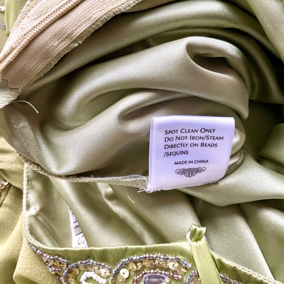 Sue Wong Flapper Dress Silk Vintage Beaded Green (6) - Picture 7 of 8
